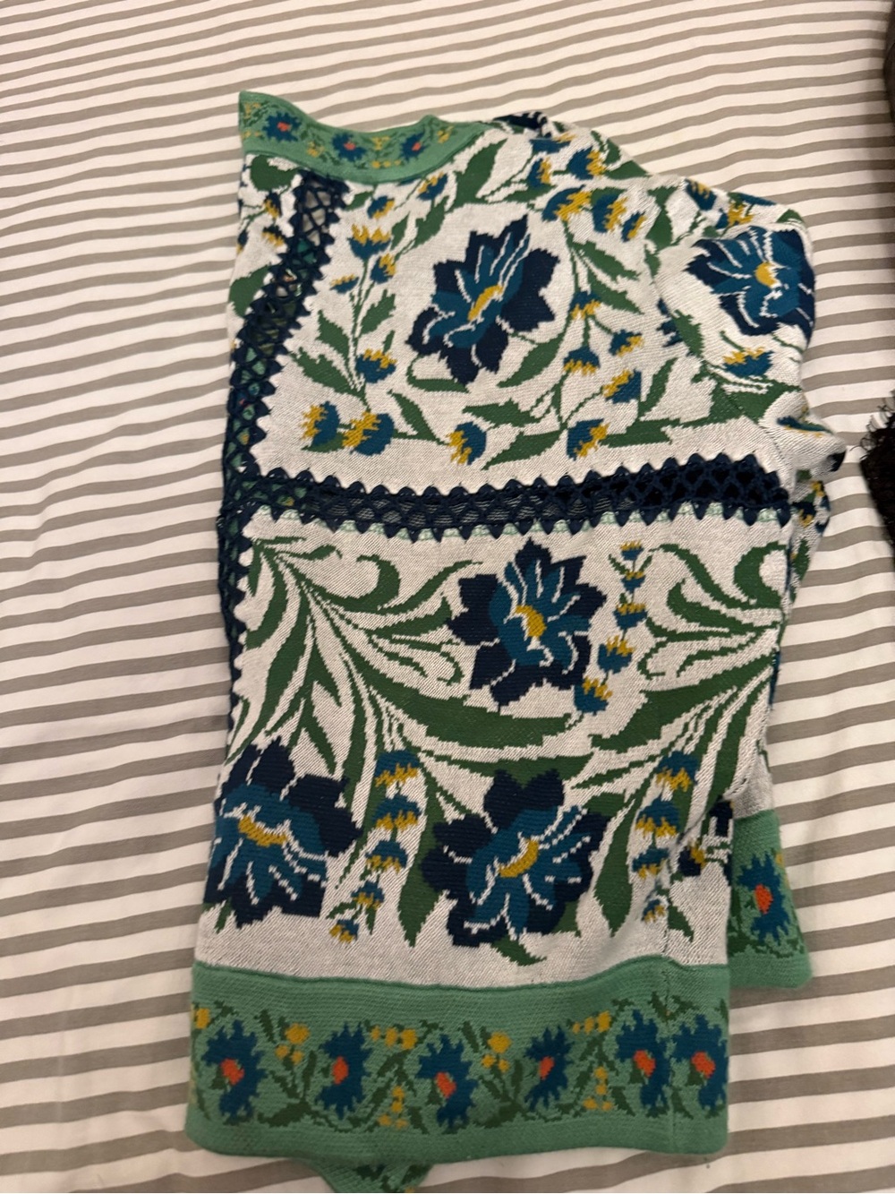 FARM Rio Green Multi-Pattern Floral-Trim Cardigan - Picture 3 of 3